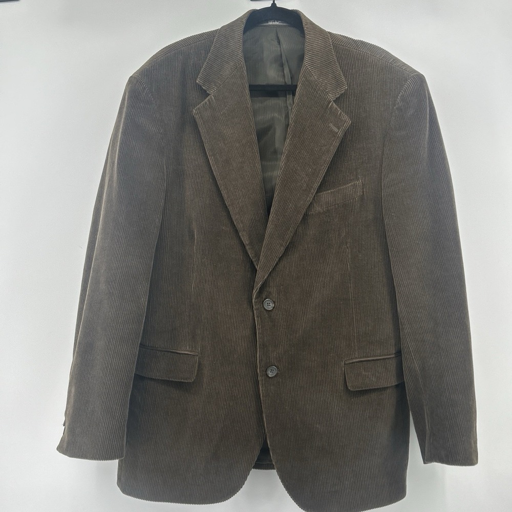 Croft & Barrow Brown Corduroy Blazer Jacket Mens 42L Cotton Dark Academia Preppy